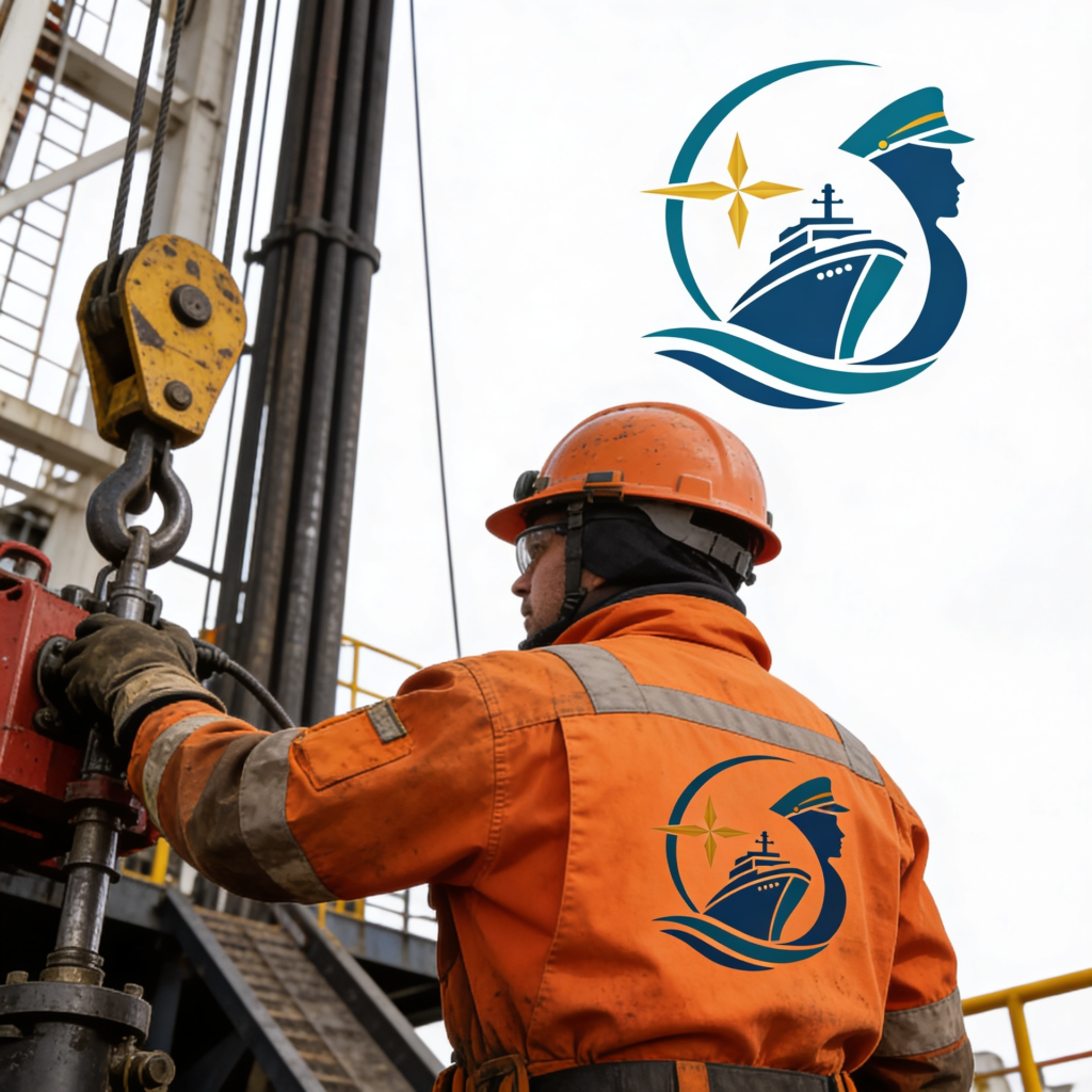 magnific an oil rig worker wearing rugges orange safety gea 79326
